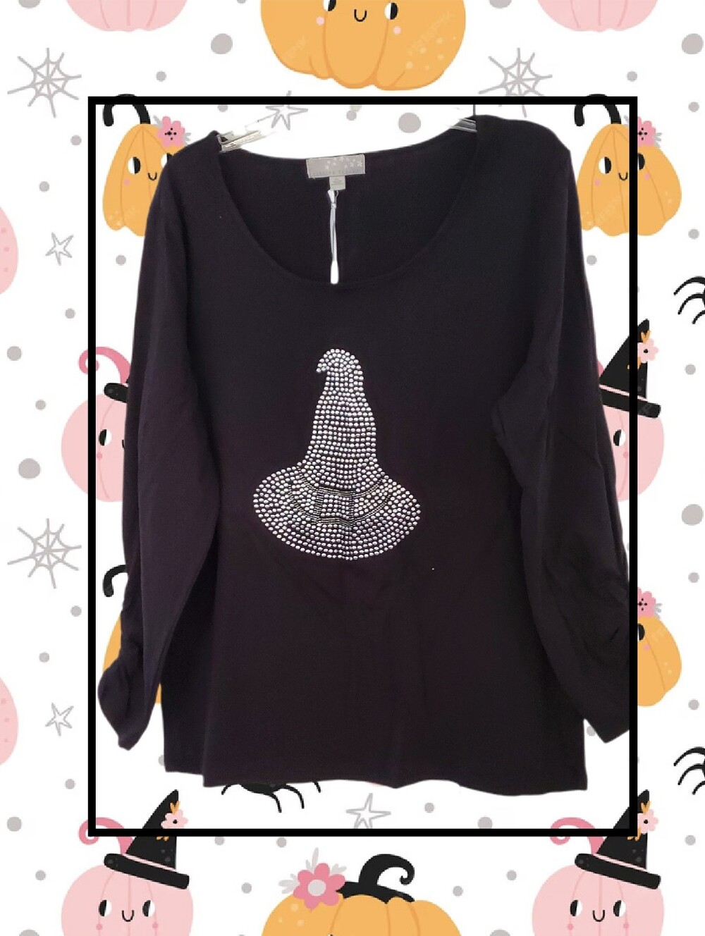 NWT Carolyn Taylor embellished Halloween Shirt XL